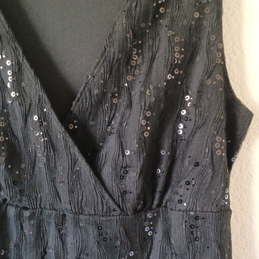 3/$25 SALE AB Studio Black Sequins & Lace Sleeveless V-Neck Top, Womens Medium - Picture 3 of 13